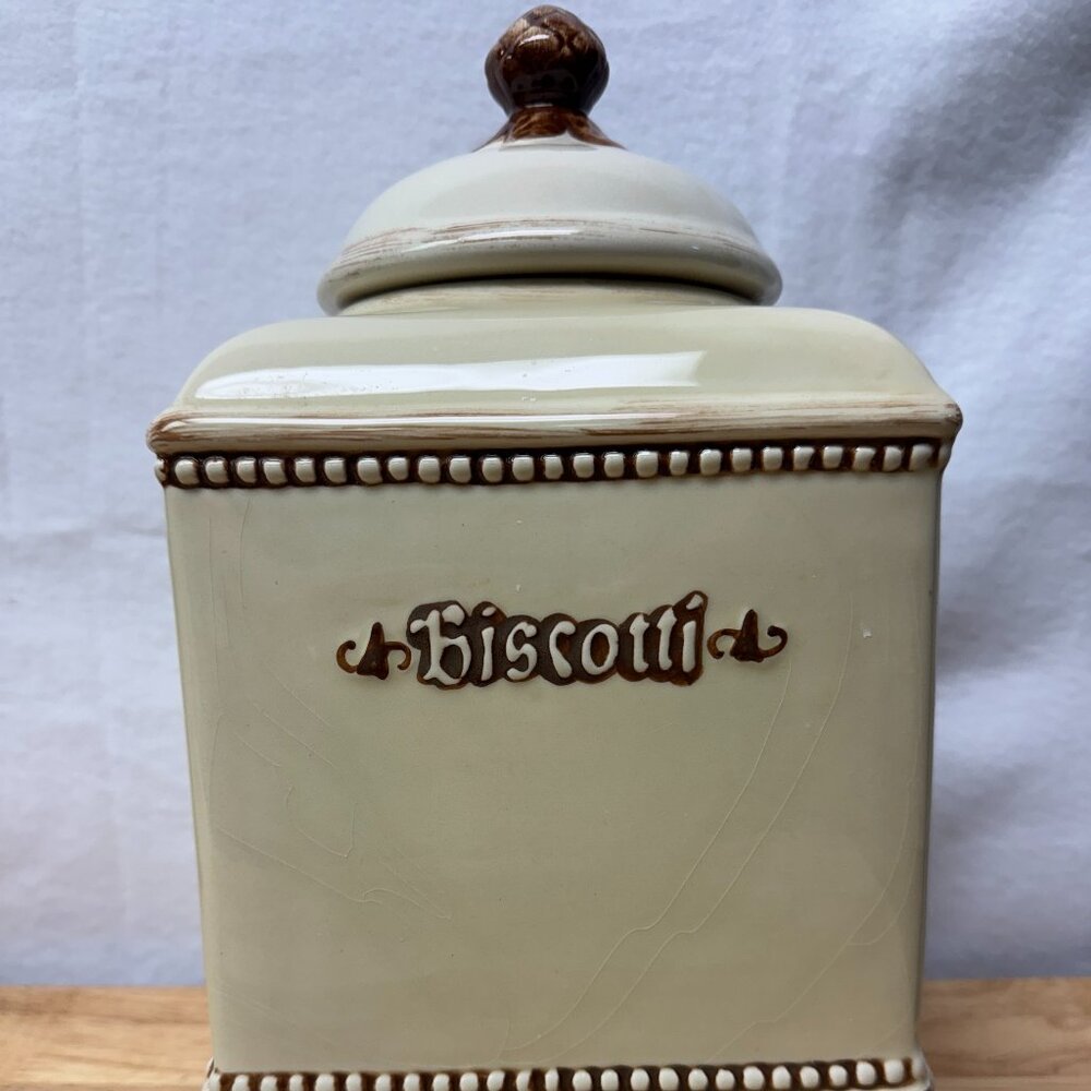 Vintage Biscotti Jar - Homemade for Nonni's:  Glazed Ceramic, Beautiful & Rare